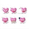 Cartoon character of pink cupid love arrow with various chef emoticons