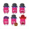 Cartoon character of pink lugage with various pirates emoticons