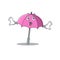 A cartoon character of pink umbrella making a surprised gesture