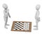 Cartoon character playing checkers