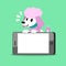 Cartoon character poodle dog and smartphone