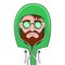 Cartoon character portrait of a bearded man in sunglasses and headphones vector illustration