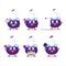 Cartoon character of purple magic potion with various chef emoticons