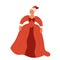 Cartoon character queen woman in 18th century dress costume. Noblewoman in retro fashion outfit