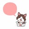 Cartoon character ragamuffin cat with speech bubble