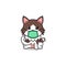 Cartoon character ragamuffin cat wearing protective face mask