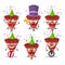 Cartoon character of red party popper with confetti with various circus shows