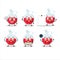Cartoon character of red potion with various chef emoticons
