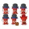 Cartoon character of red push pin with various pirates emoticons
