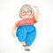 Cartoon character retired grandmother doing qigong exercises revitalizing her body