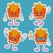 Cartoon character retro sticker French fries food 70s. In trendy groovy hippie retro style