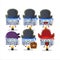 Cartoon character of roll paint brush with various pirates emoticons