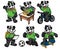 Cartoon character set of cute little panda