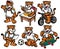 Cartoon character set of cute little tiger