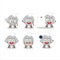 Cartoon character of silver medals ribbon with various chef emoticons