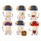 Cartoon character of slice enokitake with various pirates emoticons