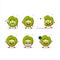Cartoon character of slice of kiwi with various chef emoticons