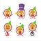 Cartoon character of slice of passion fruit with various circus shows