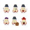 Cartoon character of slice of watter apple with various pirates emoticons