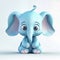 cartoon character a small plump blue baby elephant, Generative AI