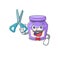 Cartoon character of Sporty Barber blueberry jam design style