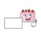 Cartoon character of strawberry cake design concept bring a board