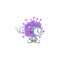 Cartoon character style of cheerful coronavirus influenza with clock