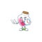 Cartoon character style pink potion having clock