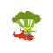 Cartoon character of superhero broccoli in fighter pose