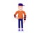 Cartoon character is a teenager dressed in an orange sweater and a cap, 3d render. Young cartoon character
