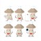 Cartoon character of toadstool with various chef emoticons