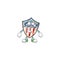 Cartoon character of vintage shield badges USA with angry face