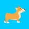 Cartoon Character Welsh Corgi Standing View. Vector