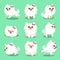 Cartoon character white pomeranian dog poses