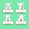 Cartoon character white scottish terrier dog with big bones