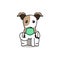 Cartoon character wire fox terrier dog wearing protective face mask