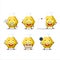 Cartoon character of yellow gummy candy D with various chef emoticons