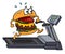cartoon characters big burger cheeseburger runs on a treadmill gym