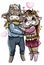 Cartoon characters, couple in love, kind bull in a sweater and scarf, with long ears and small horns and pretty cow