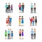 Cartoon Characters Different Homosexual Couples Families Set. Vector