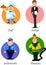 Cartoon characters - fireman, wai ,vector