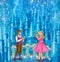 Cartoon Characters Gerda and Kai for fairy tale Snow Queen written by Hans Christian Andersen