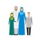 Cartoon Characters People Arabian National Family. Vector