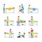 Cartoon Characters People and Massage Procedure Set. Vector