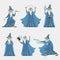 Cartoon Characters People Wizard Icon Set. Vector