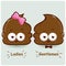 Cartoon characters. Poop toilet signs. Vector Illustration