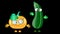 Cartoon characters pumpkin and zucchini are dancing. Animation on a transparent background.