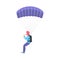 Cartoon Characters Skydiving or Parachuting Girl on a White. Vector