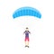 Cartoon Characters Skydiving or Parachuting Man on a White. Vector