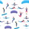 Cartoon Characters Skydiving and Parachuting People Seamless Pattern Background . Vector